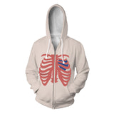 Skeleton Varsity Jacket Printed 3D Hoodie Hoodie