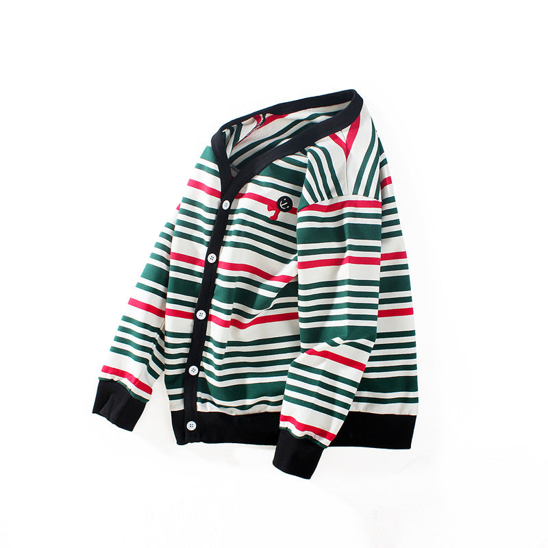 Children Boy Hoodie Spring and Autumn Children's Clothing Long Sleeve Boy Coat Striped