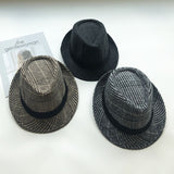 Italian Fedora Hats Plaid Woolen Hat Autumn and Winter Fedora Hat Men