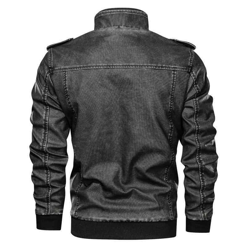 Black Varsity Jacket Racer Jacket Motorcycle Riding Racing Suit Cowhide Motorcycle Leather Coat for Men Fall/Winter Jacket