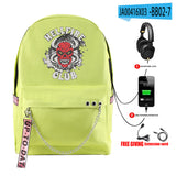 Stranger Things Hellfire Club Backpack Anime Peripheral Stranger Things Backpack Travel Bag USB Charging