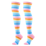 Winter Thick Knit Thigh High Socks Long Stockings Boot Colorful Stripes Stockings Halloween Festival Party Knee Socks