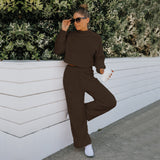 Women Fall Outfits Autumn and Winter Double-Sided Velvet Top Suit Home Wear Trousers Two-Piece Set