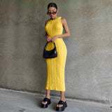 Victoria Beckham Dresses Women's Summer Fashion Casual Knitted Sleeveless round Neck Dress