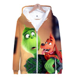 Grinch Hoodie 3d Printed Zipper Sweater