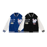 Baby Blue Varsity Jacket Spring and Autumn Baseball Uniform Men and Women Loose Jacket Coat