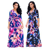 Nina Parker plus Size Dresses Fashion Large Swing Dress Flower Dress Belt