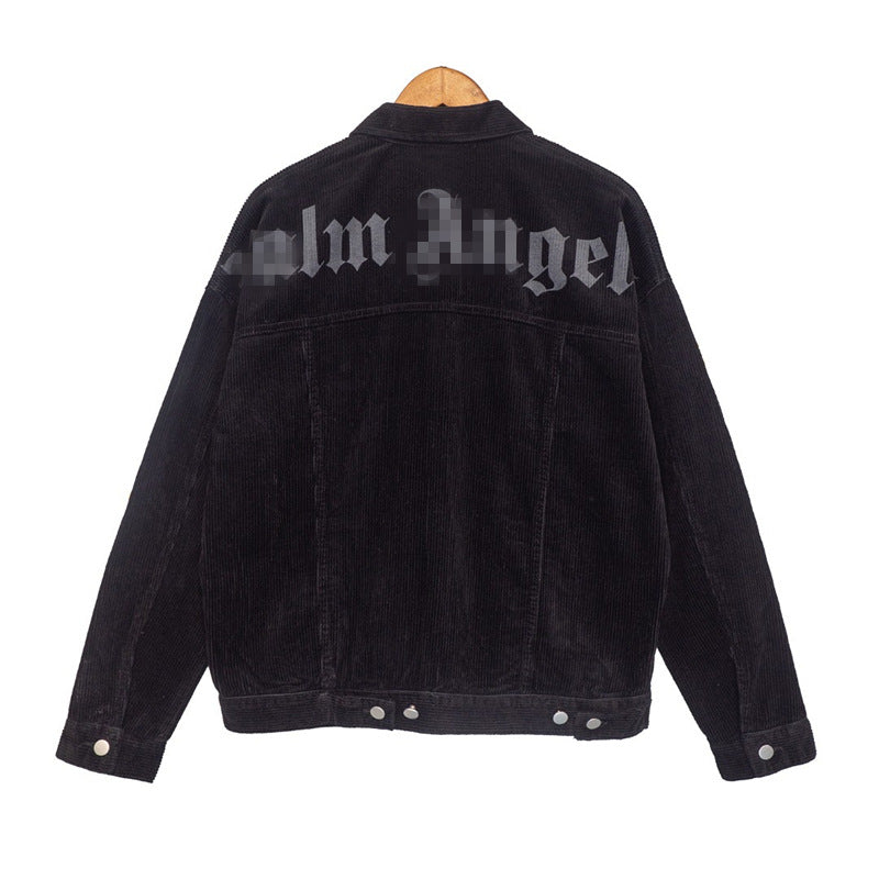 Palm Angels Jacket Angel Letter Corduroy Workwear Jacket Men 'S Jacket