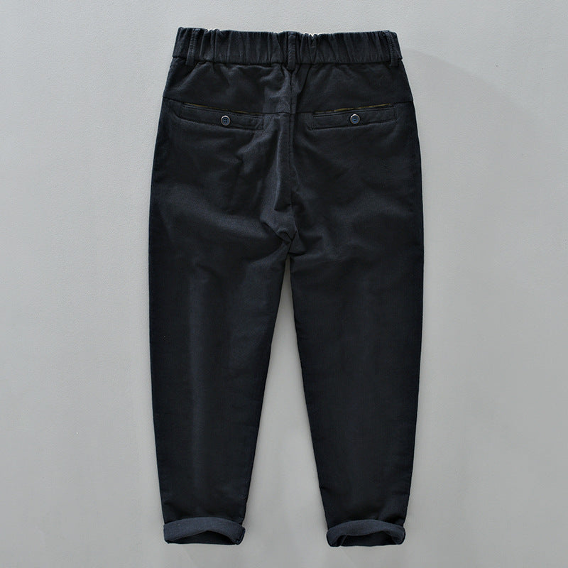 Mens Corduroy Pants Cotton Stretch Autumn and Winter Casual Pants Thickened Tapered Contrast Color Men's Trousers
