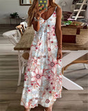 Homecoming Dresses Women's V-neck Fashion Printed Loose Strap Dress