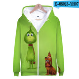 Grinch Hoodie 3d Printed Zipper Sweater