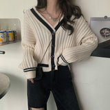 Preppy Aesthetic Sweater Knitted Coat Women's Spring Autumn Vintage Sweater