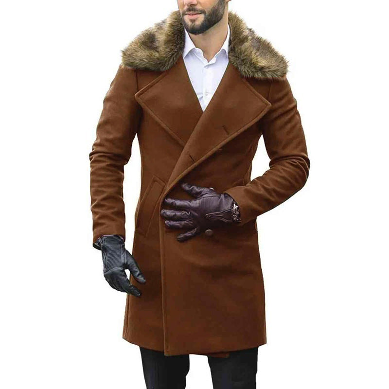 Blade Runner Jacket Men's Fur Collar Long Sleeve Coat Trench Coat