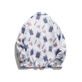Men's Casual Suit Man Blzer Cartoon Bear Full Printed Casual Suit Jacket Men's BF Idle Style Loose Suit Top
