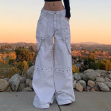 Julia Fox Low Rise Trousers Jeans Hip Hop Casual Pants Straight