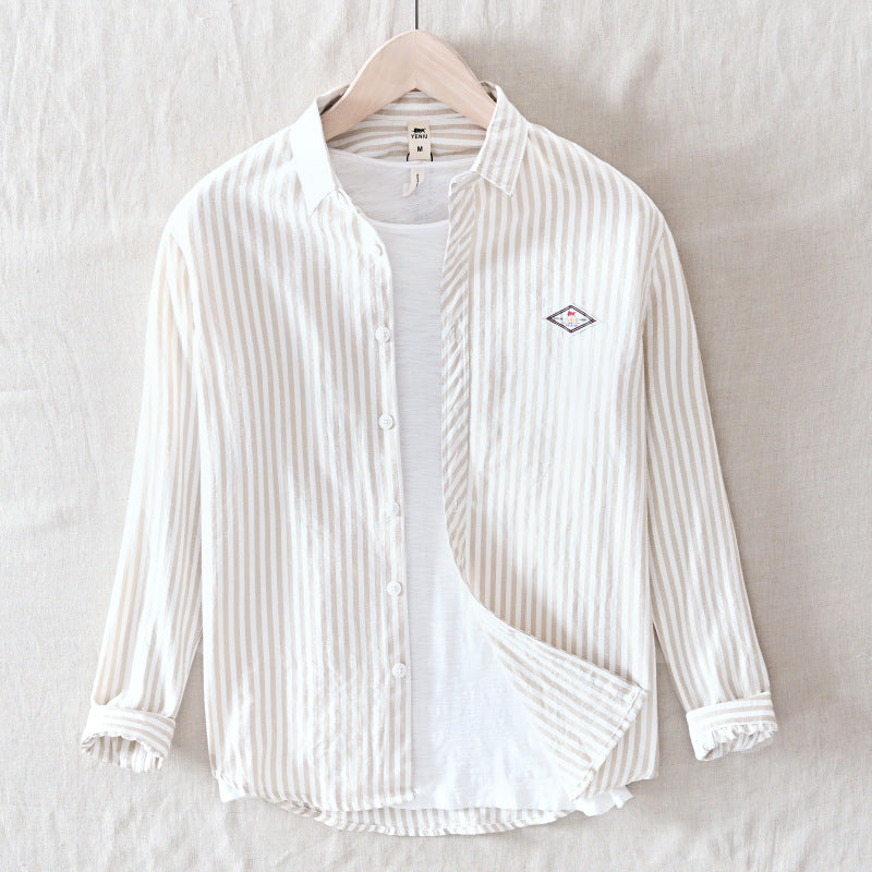 White Work Shirts Summer Men's Striped Shirt