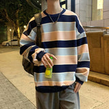 Men Sweatshirts Spring Striped Sweater Men's Long-Sleeved T-shirt Casual