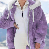 Women Winter Coats Autumn and Winter Loose Plush Zipper Hooded Jacket for Women