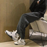 Mens Corduroy Pants Fall/Winter Loose Drooping Fleece Straight Ankle Banded Pants Casual Pants