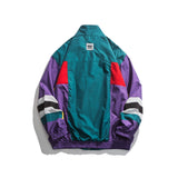 Vintage Letterman Jacket Autumn Color Stitching Stand-Collar Workwear Jacket