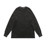 Mens Fall Outfits Retro Dark Printed Long Sleeve High Street Washed Loose Head Sweater for Men