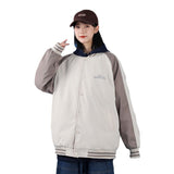 Black Varsity Jacket Stitching Autumn Men and Women Couple Flight Suit Embroidered Stand Collar Loose Baseball Uniform Jacket Coat