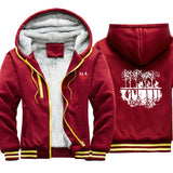 Stranger Things Hoodie Winter Thickened Velvet Padded Color Matching Cardigan Zipper Hooded Jacket