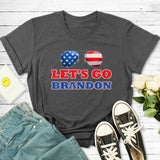 Let'S Go Brandon T Shirt Glasses Printed Short Sleeve Men'S And Women'S Tops