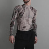Men Rave T Shirt Sexy Men's Fashionable All-Match Printed Slim Top