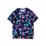 Shark Print T Shirt Galaxy Travels Camouflage T-Shirt Short Sleeve