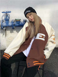 Jock Jacket Baseball Uniform for Women Spring and Autumn Stitching Contrast Color Couple Loose-Fitting Workwear Jacket Casual Jacket