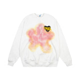 Mens Fall Outfits Loose Dark Printed Sweater Men's and Women's High Street Letter Graffiti Long-Sleeved Top