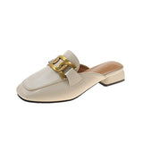 Finn Chain Pointed Toe Mule Toe Cap Semi Slipper Women's Summer Outdoor Slippers Mules Shoes