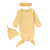 Knotted Baby God-Long Sleeve Pullover Thickened Cute Yellow Jumpsuit