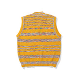 Men Sweater Vest Color Striped Embroidered Knitted Waistcoat Men's Loose V-neck Sleeveless Sweater Vest