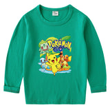 Children Pokemon Pikachu Hoodie Spring and Autumn Undershirt Boys and Girls T-shirt