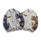 Corduroy Varsity Jacket Vintage Embroidery Corduroy Baseball Uniform Coat Men's Loose Street Flight Jacket