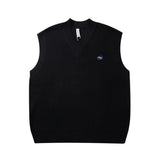 Men Sweater Vest Solid Color Sweater Vest Men's Loose V-neck Sleeveless Vest BF Lazy Sweater Coat