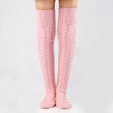 Winter Thick Knit Thigh High Socks Long Stockings Boot Autumn and Winter Knitting over the Knee Stockings