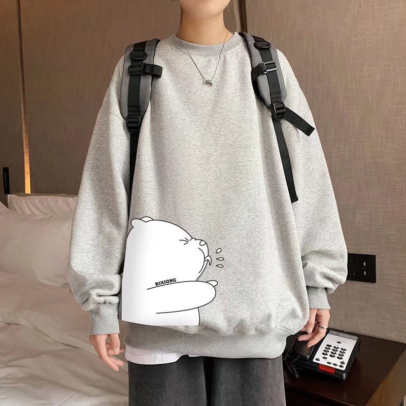 Men Sweatshirts Cartoon Hoodless Sweater Men's Spring and Autumn Sports round Neck