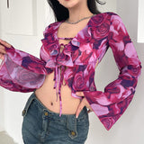 Music Festivals Rave Outfits Girls Tops Summer Women's Fashion Slim Print T-shirt for Women