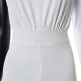 Autumn Solid Color Irregular Diagonal Collar Long Sleeve Tight Casual Trousers Jumpsuit