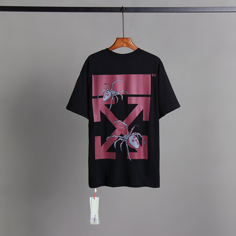 Off Whtie T Shirts Red Spider Arrow Print Men And Women Same Style Fashion Brand Short Sleeve