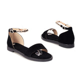 Flat Dress Sandals Summer Square Heel Large Size Buckle Hollow Sandals