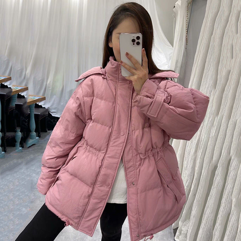 Women Winter Coats Puffer Jacket Down Coat Winter Slim Slimming Profile Drawstring White Duck Down Coat
