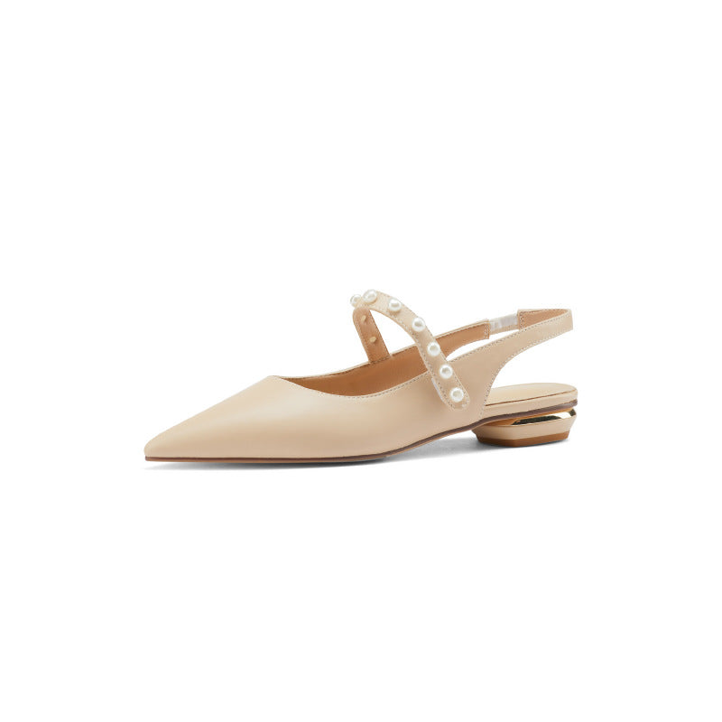 Flat Dress Sandals Spring/Summer Pointed Pearl Back Sandals