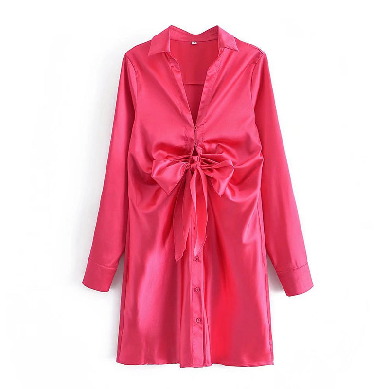 Women Fall Chest Lace-Up Dress Sexy Skirt E