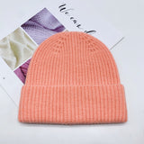 Toboggan Hat Autumn and Winter Knitted Hat Pure Color Warm Keeping Sleeve Cap