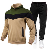 Balmain Hoodie & Sweatpant 2 Piece Set Men's Casual Patchwork Sweatshirt Hoodie Trousers Sports Suit Autumn and Winter