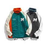 Varsity Jacket Vintage Men's Autumn Coat Campus Color Contrast Patchwork Fleece Casual Couple Jacket